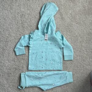 NWT Rockets Of Awesome pastel Splatter Aqua Hoodie Pants lounge Set 6-12 mos